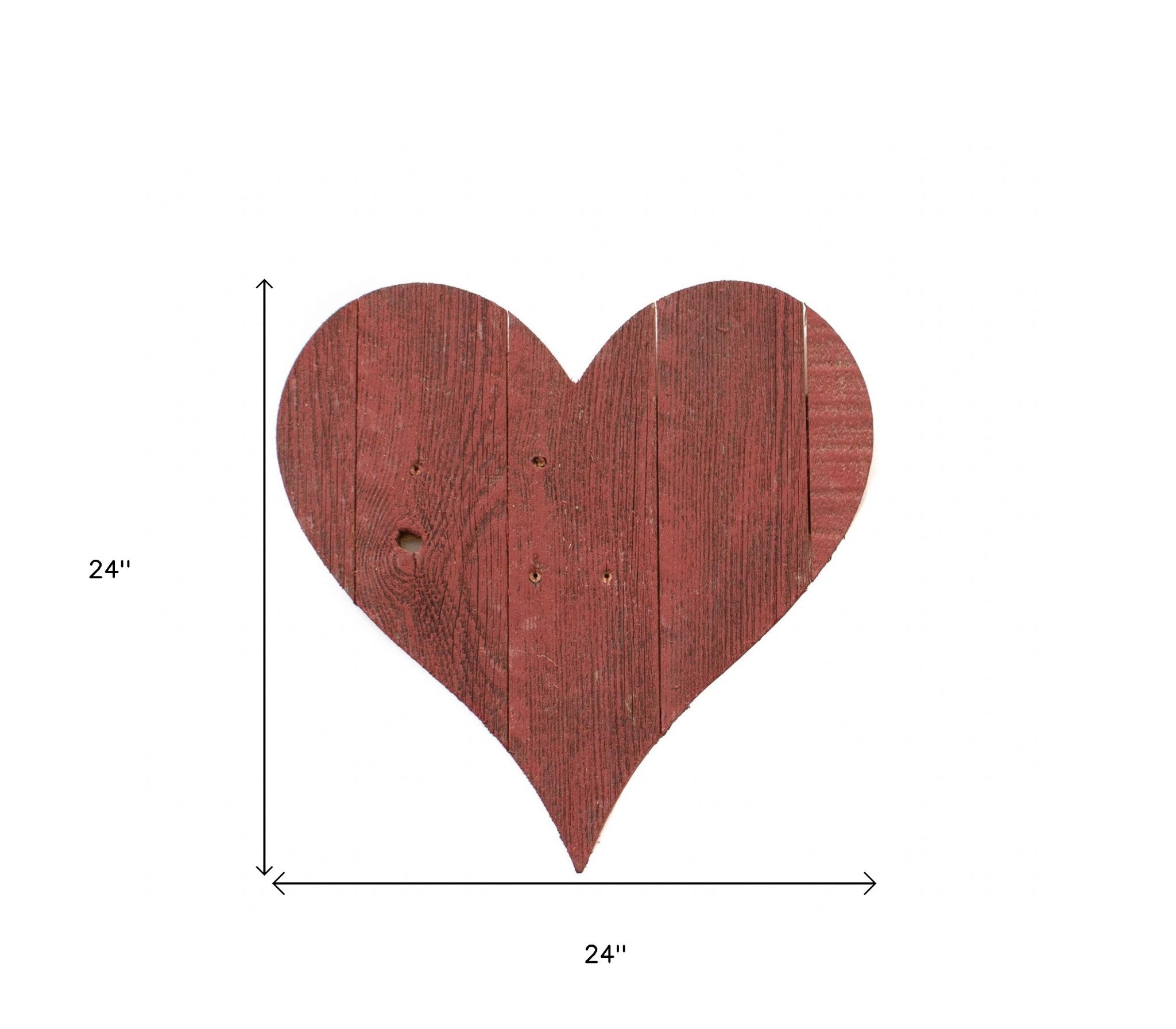 24" Red Reclaimed Wood Heart Wall Decor