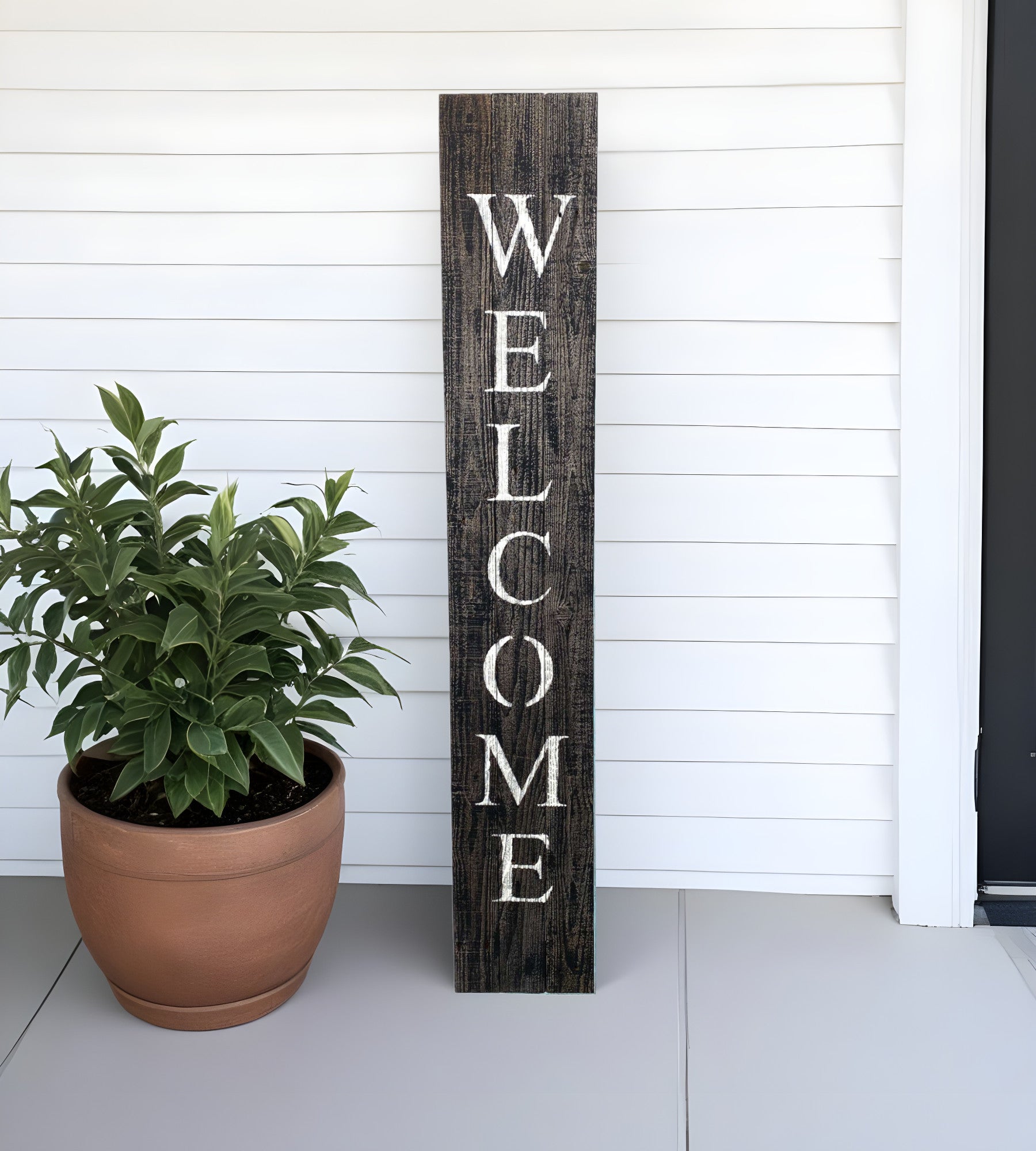 Rustic Black And White Front Porch Welcome Sign