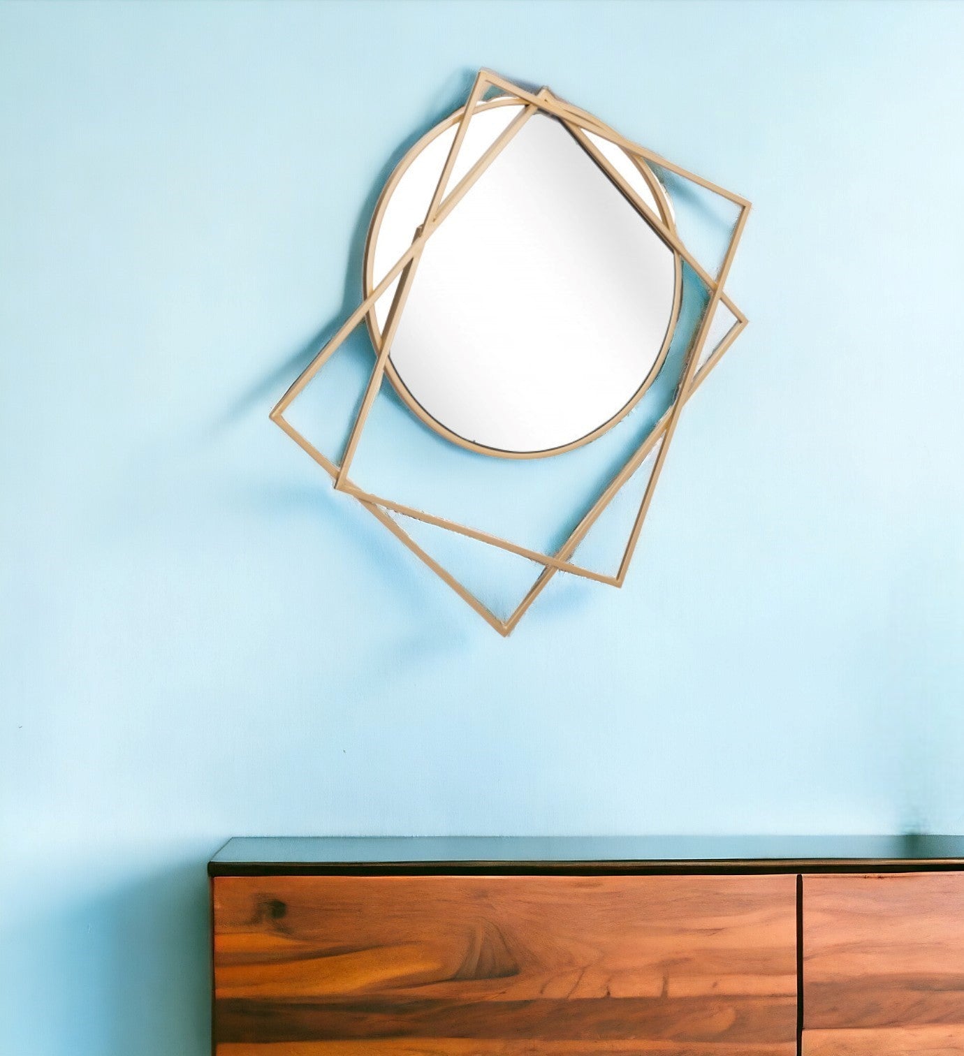 32" Gold Abstract Framed Accent Mirror