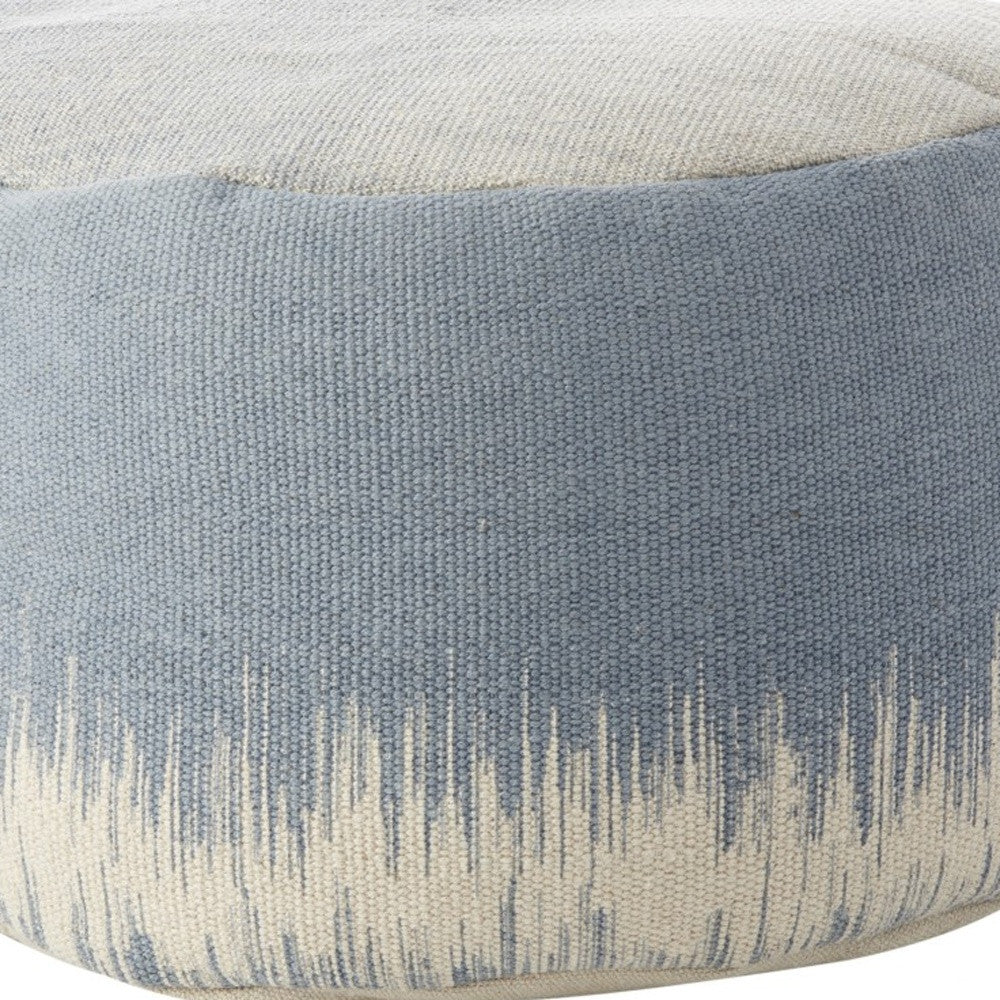 20" Blue and White Round Abstract Pouf Ottoman