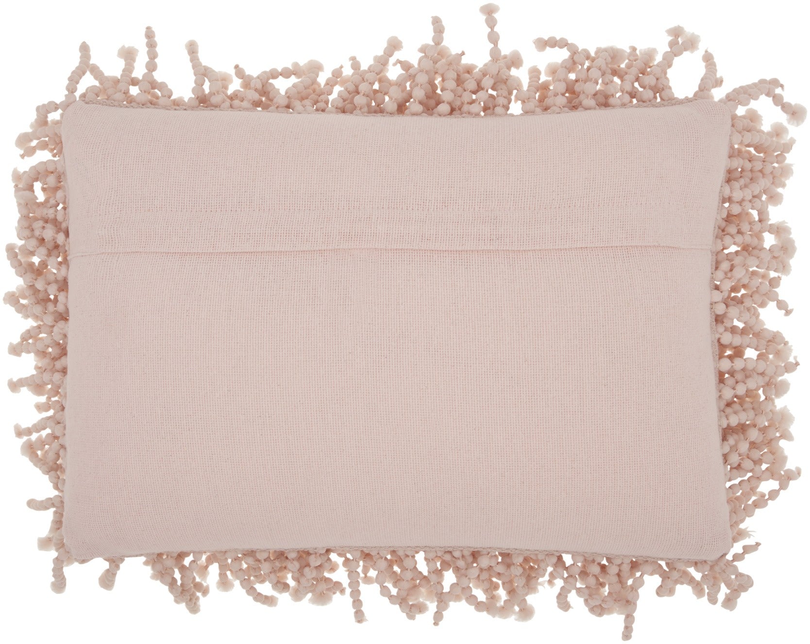 14" X 20" Pale Pink Shaggy Beads Lumbar Throw Pillow