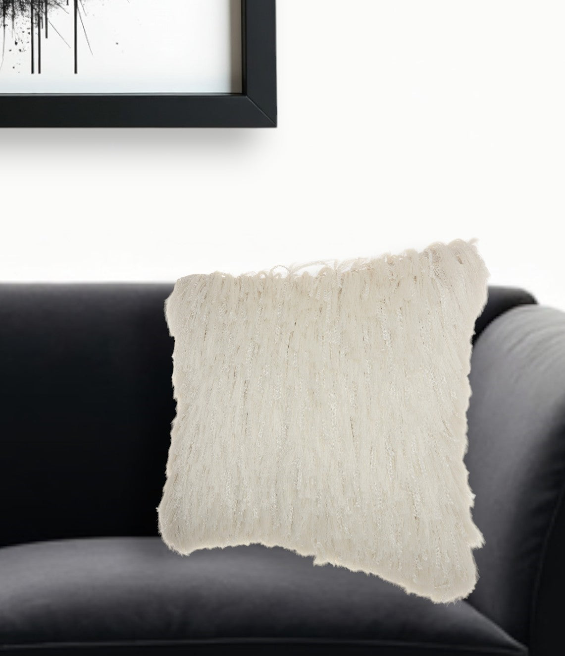 Soft White Shag Accent Pillow