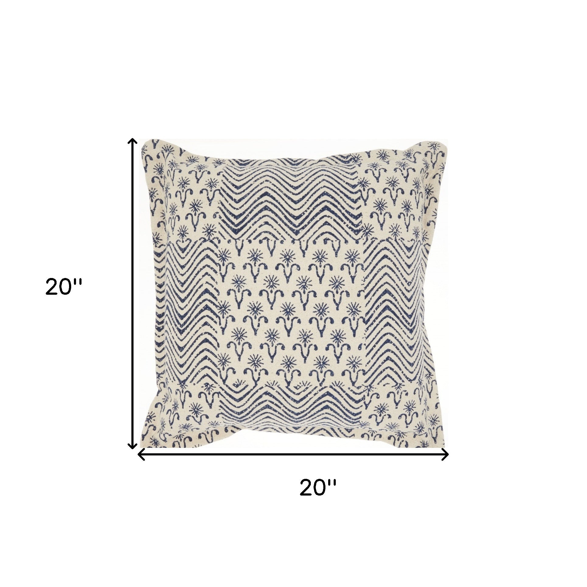 Indigo And Ivory Floral Waves Throw Pillow