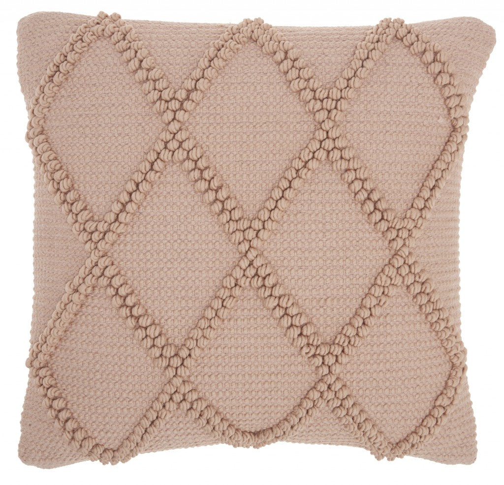 18" Blush Cotton Blend Throw Pillow