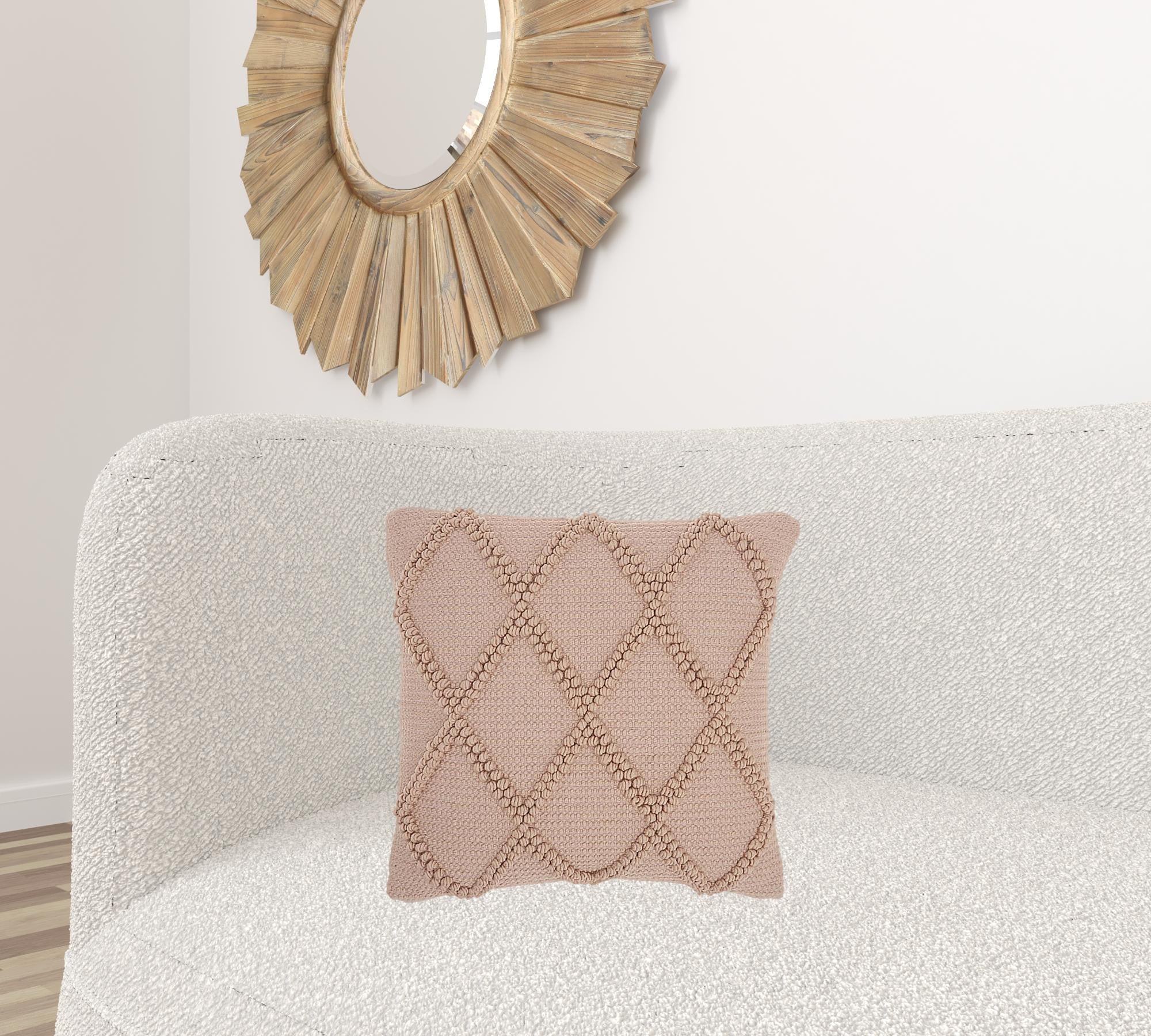 18" Blush Cotton Blend Throw Pillow