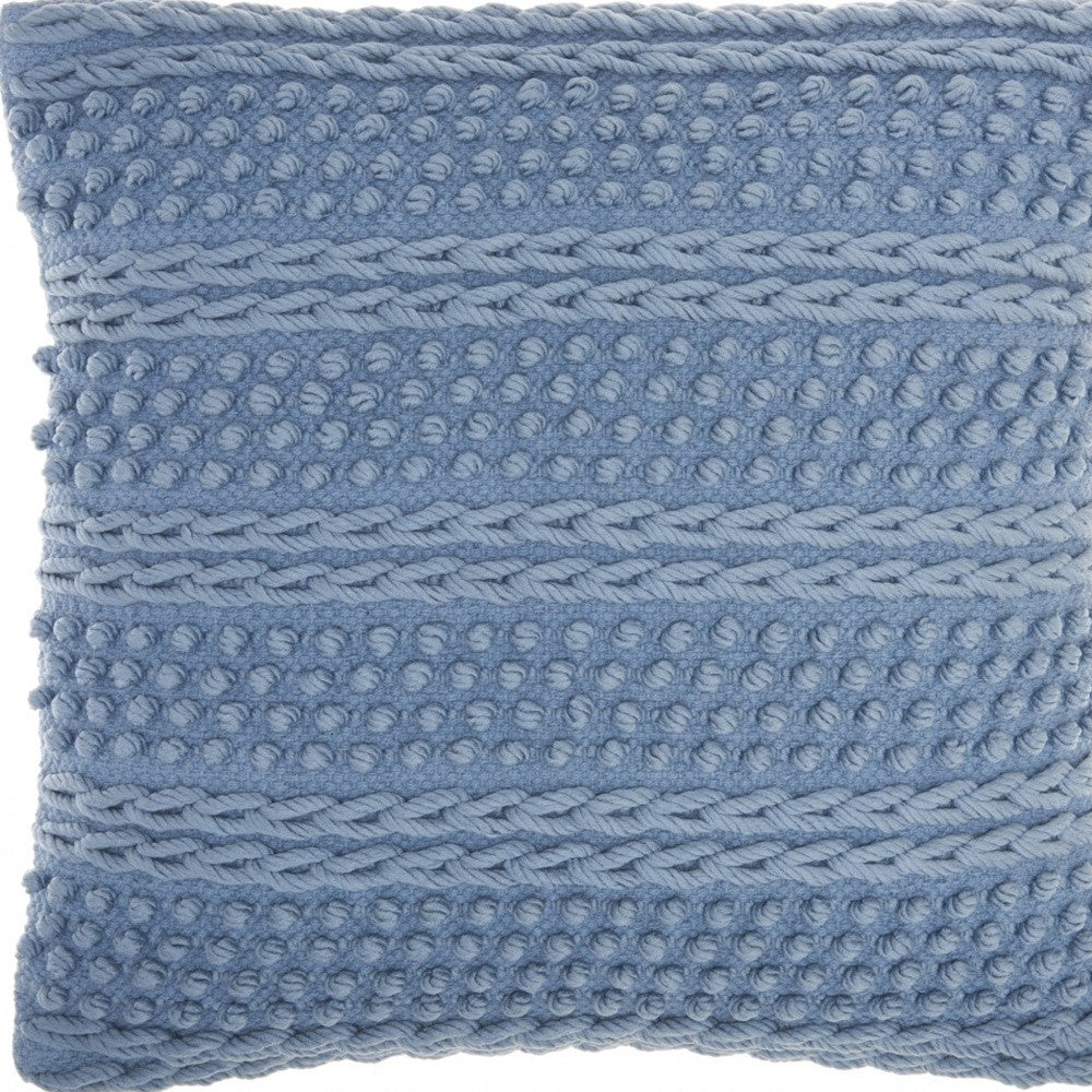 Soft Blue Textured Dots And Stripes Throw Pillow