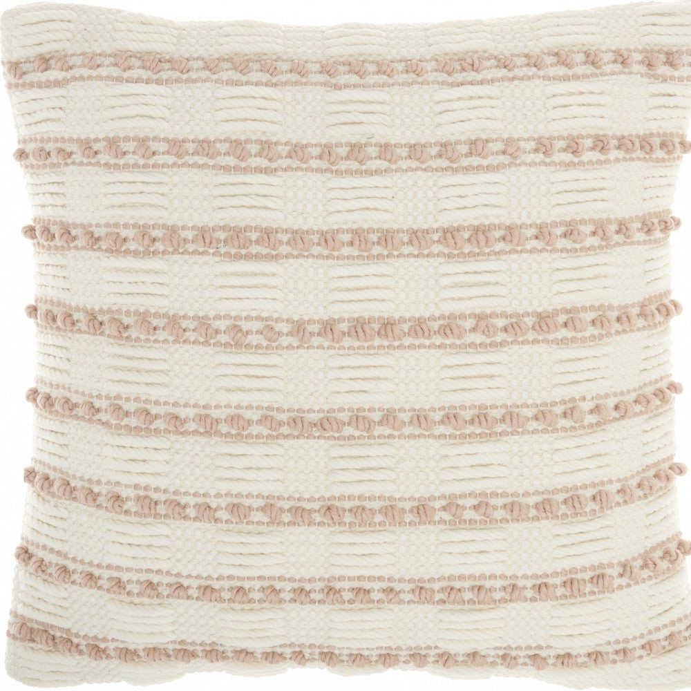 18" Blush Cotton Blend Throw Pillow