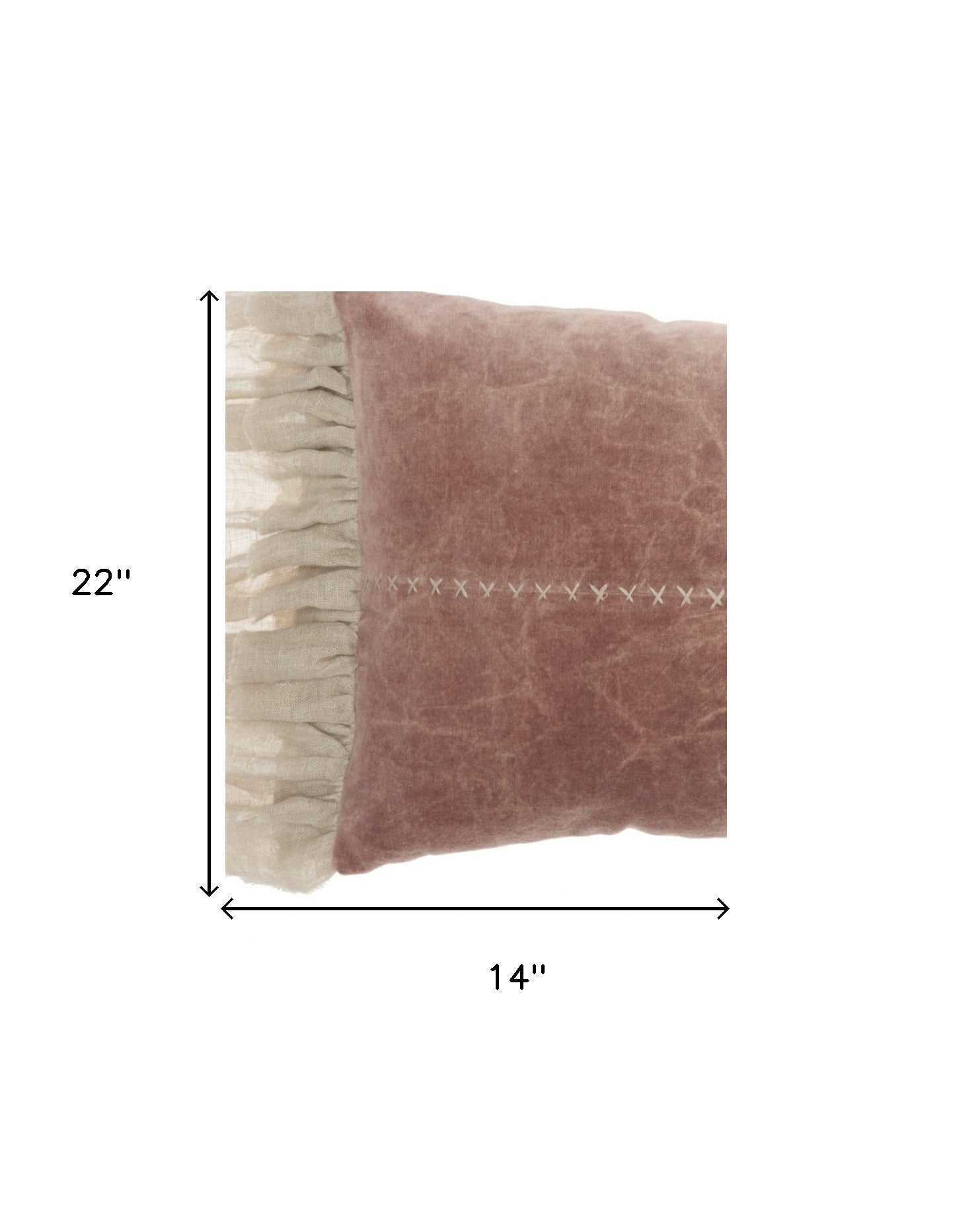 Wide Tasseled Marble Pink Lumbar Pillow