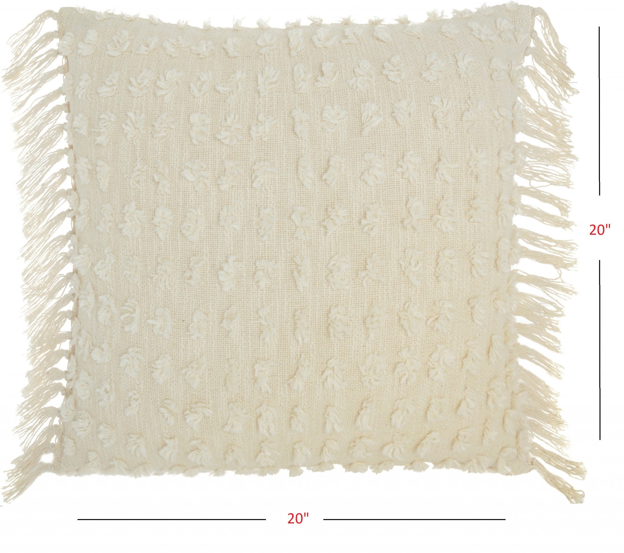 Tassel Detailed White Throw Pillow