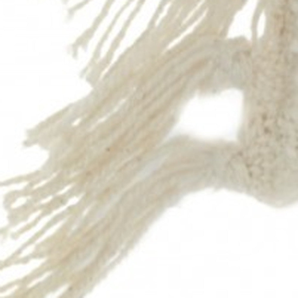 Tassel Detailed White Throw Pillow