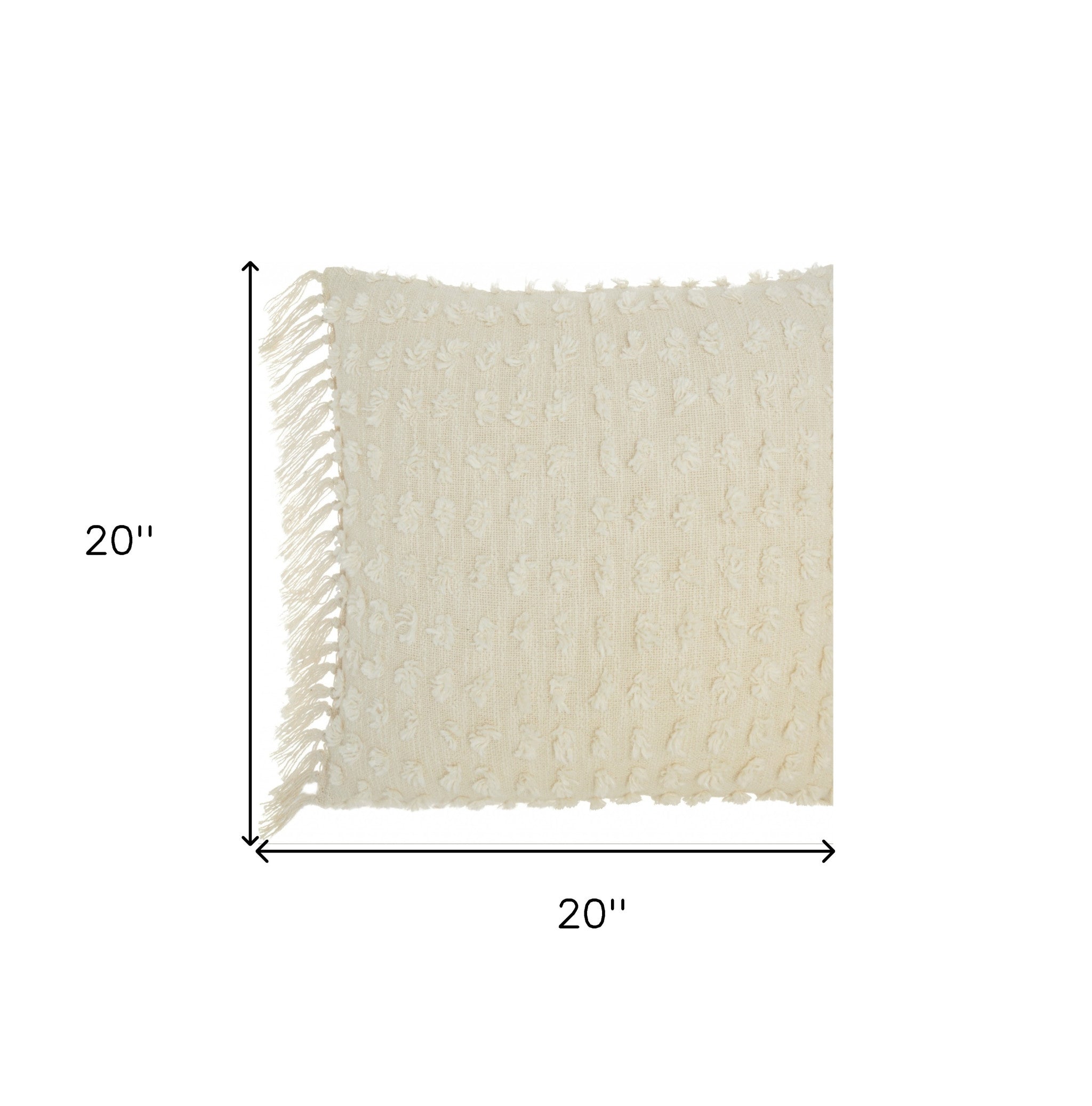 Tassel Detailed White Throw Pillow