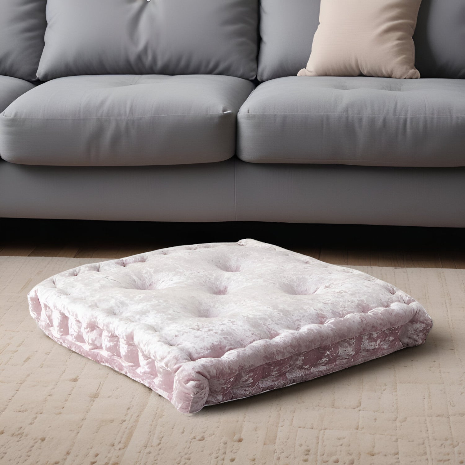 24" X 4" Rose Polyester Solid Color Floor Cushion