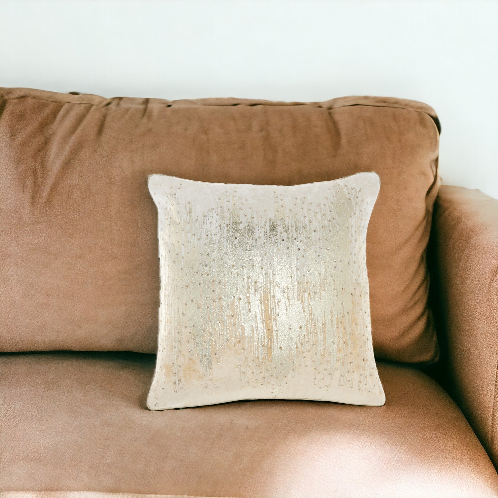 18" Cream Velvet Throw Pillow