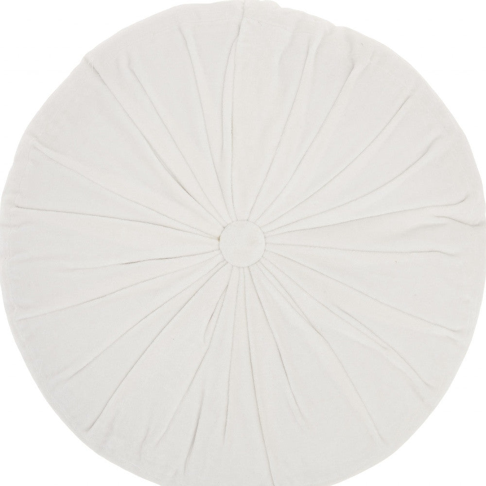 16" White Round Velvet Throw Pillow