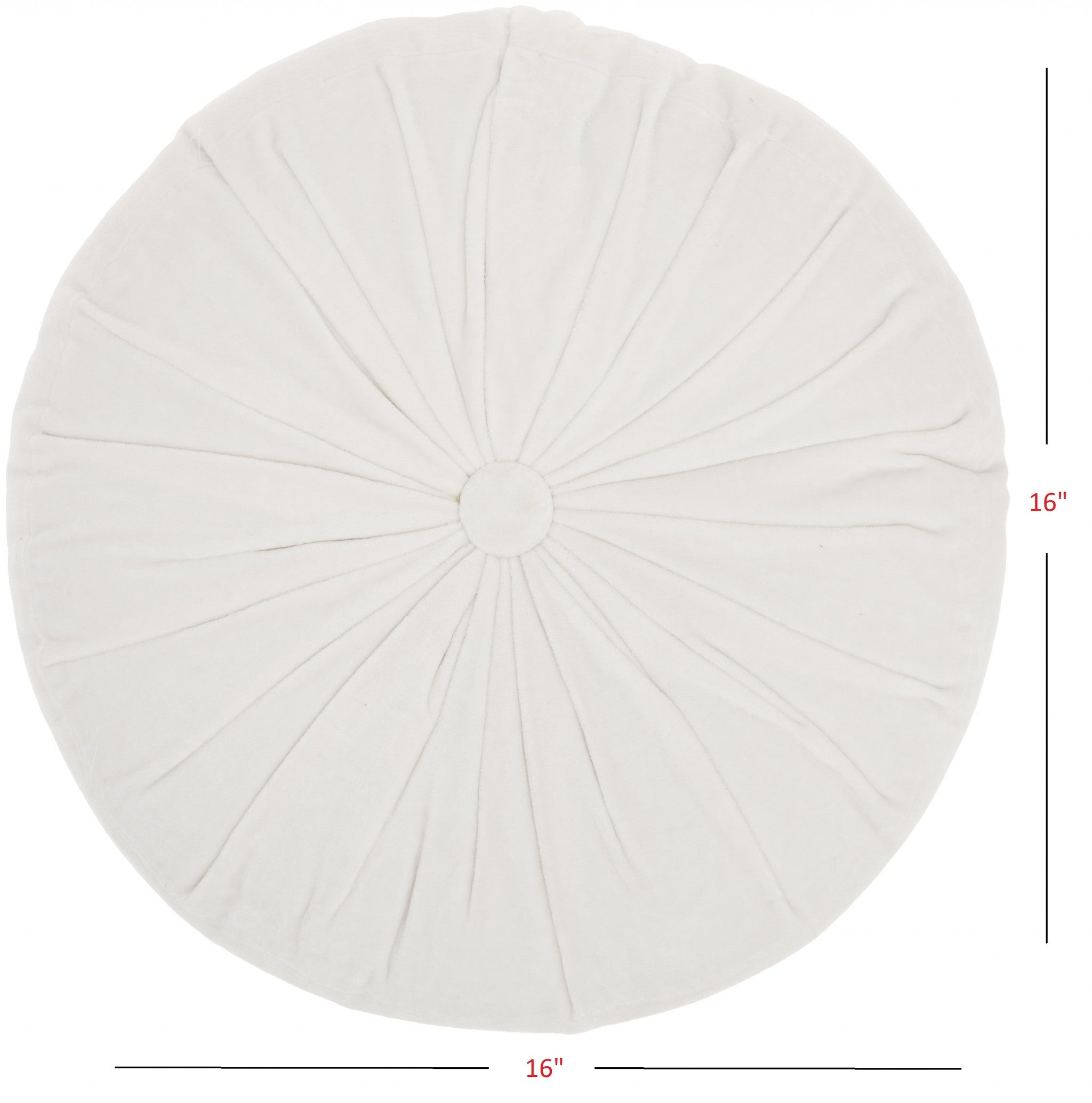 16" White Round Velvet Throw Pillow