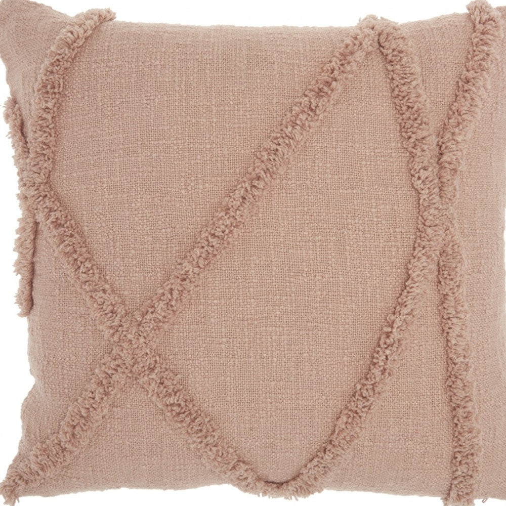 Boho Chic Blush Textured Lines Throw Pillow