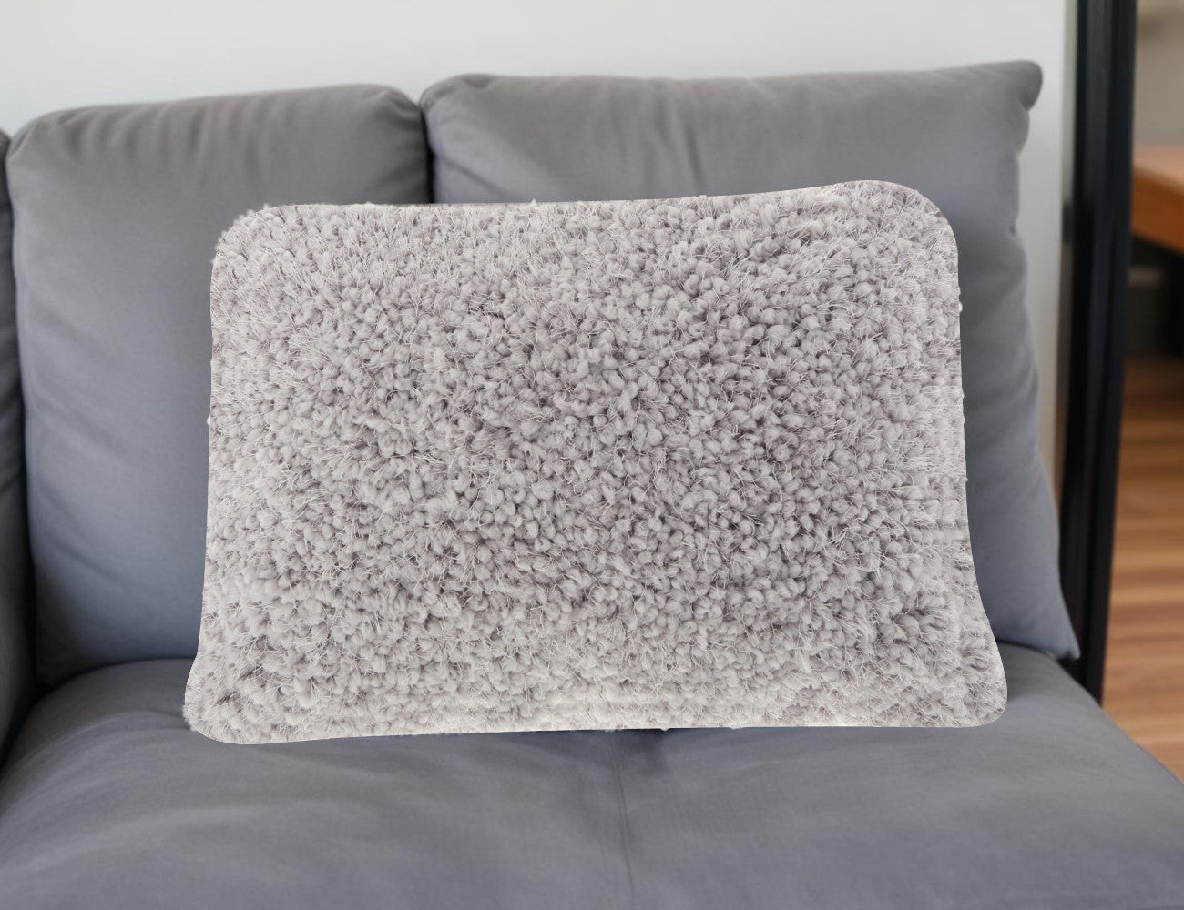 Pale Gray Knubby Plush Lumbar Throw Pillow