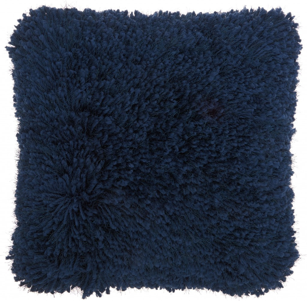 Fluffy Navy Shag Accent Throw Pillow