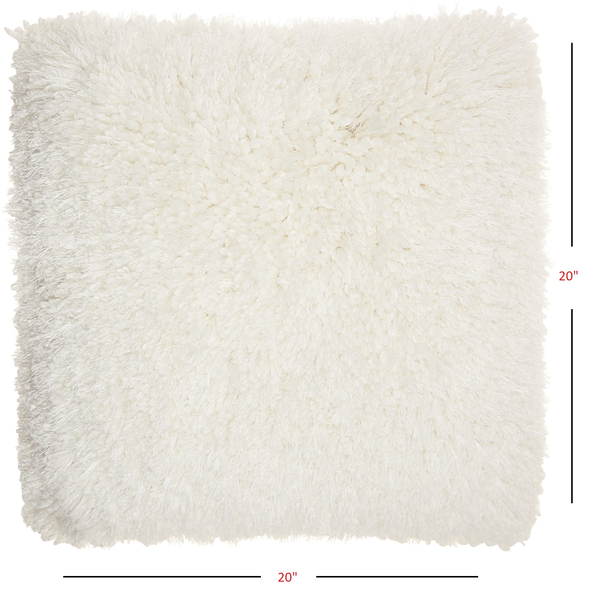 Fluffy White Shag Accent Throw Pillow