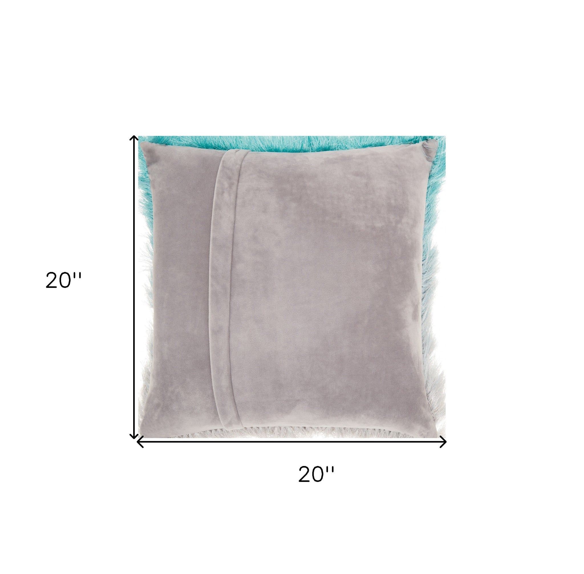 20" Turquoise and Silver Ombre Faux Fur Throw Pillow