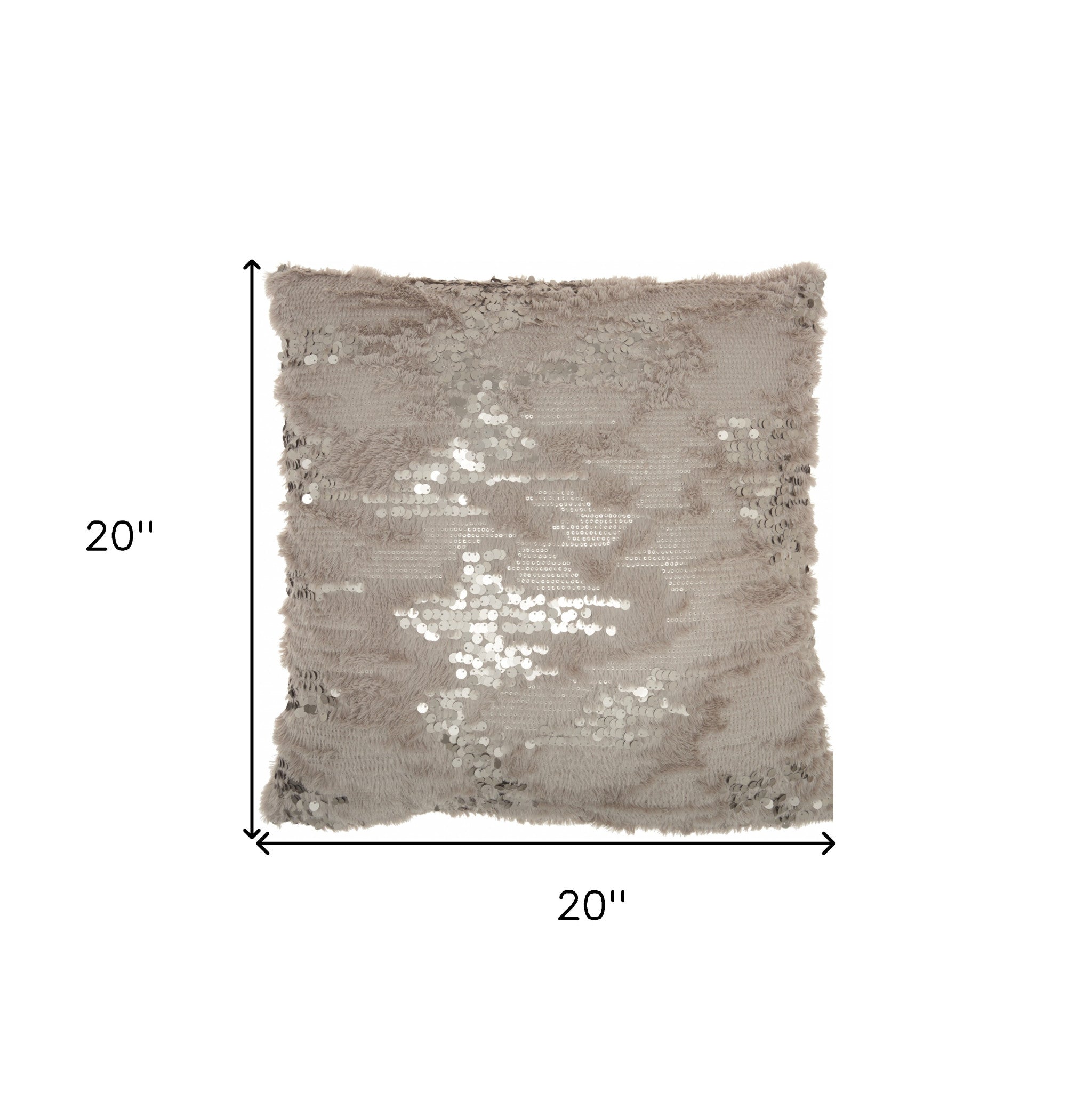 20" Gray Faux Fur Throw Pillow