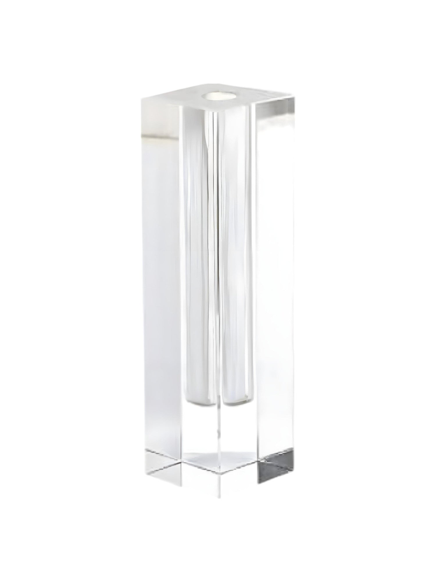 Modern Clear Tall Block Optical Crystal Vase