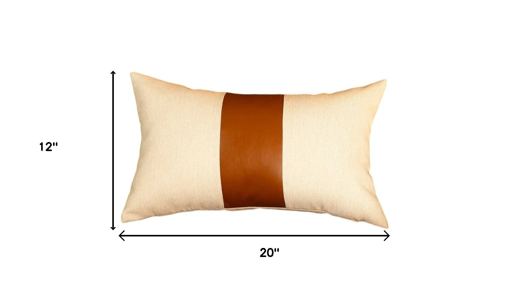 12" X 20" Brown and White Faux Leather Throw Pillow Cover