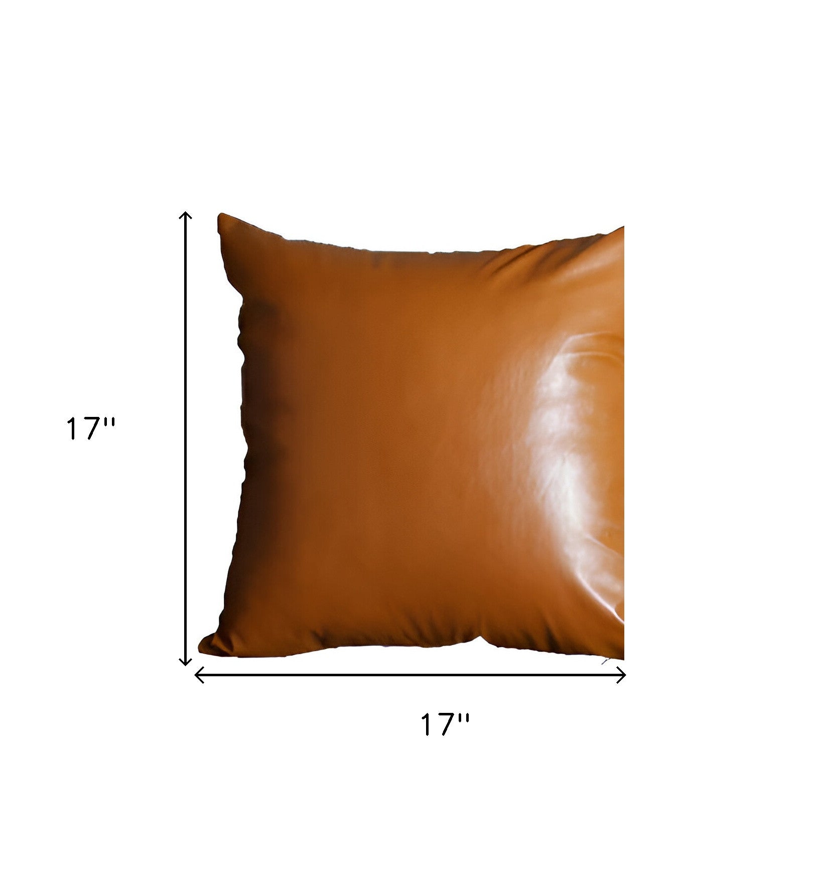 Set Of 2 Solid Caramel Brown Faux Leather Pillow Covers