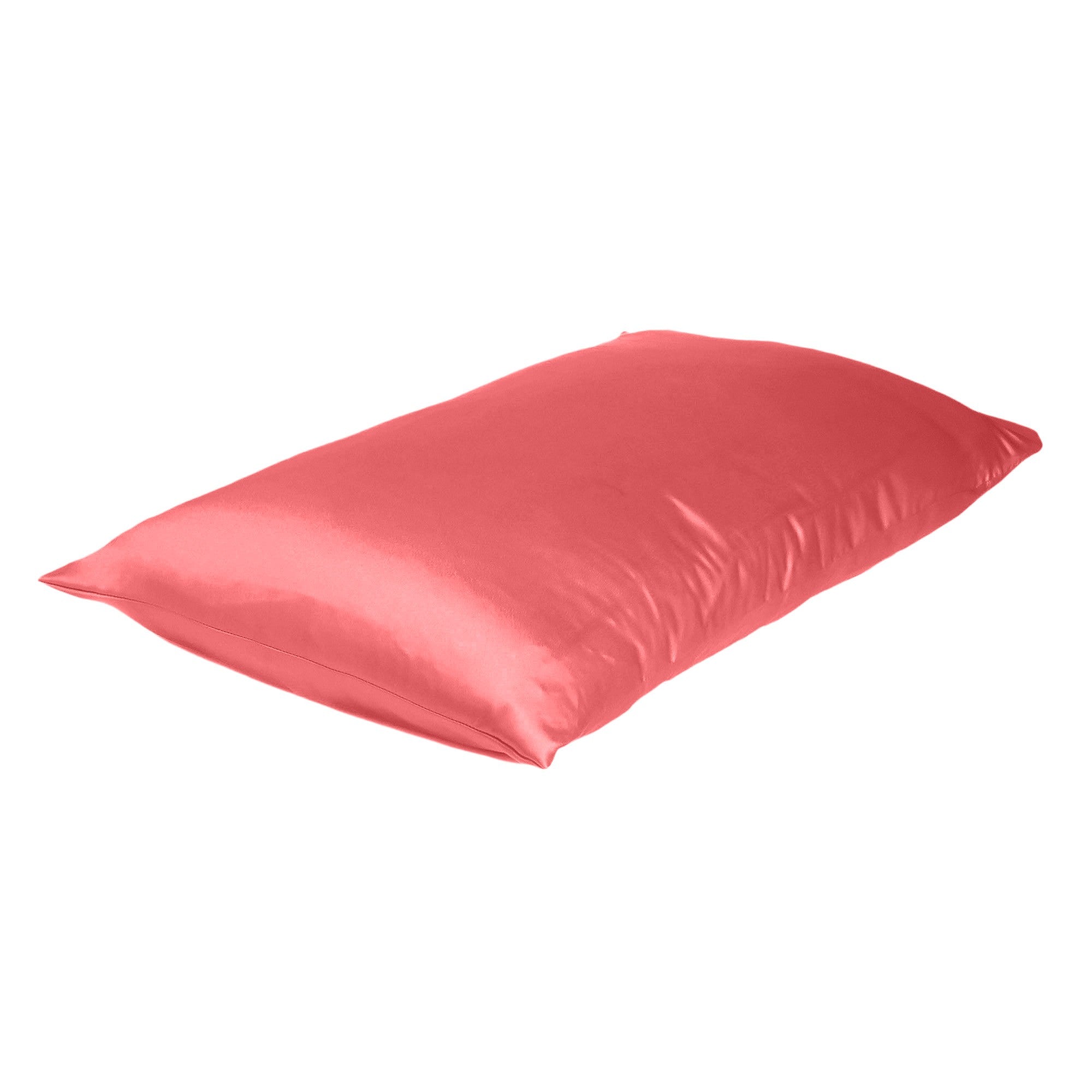 Coral Dreamy Set Of 2 Silky Satin King Pillowcases