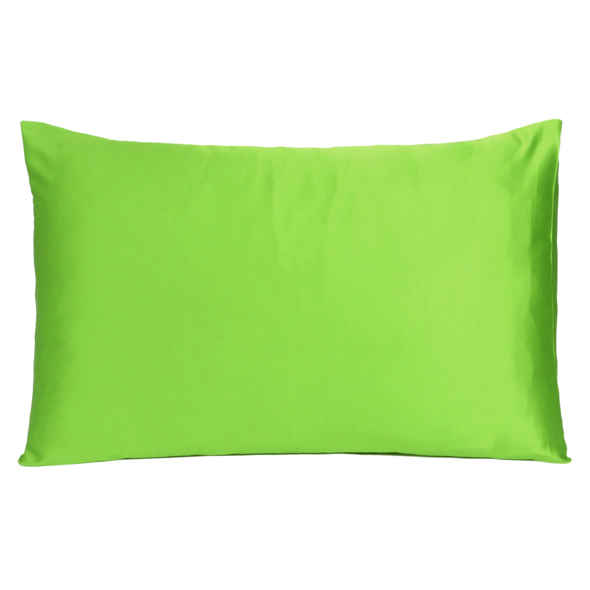 Bright Green Dreamy Set Of 2 Silky Satin King Pillowcases