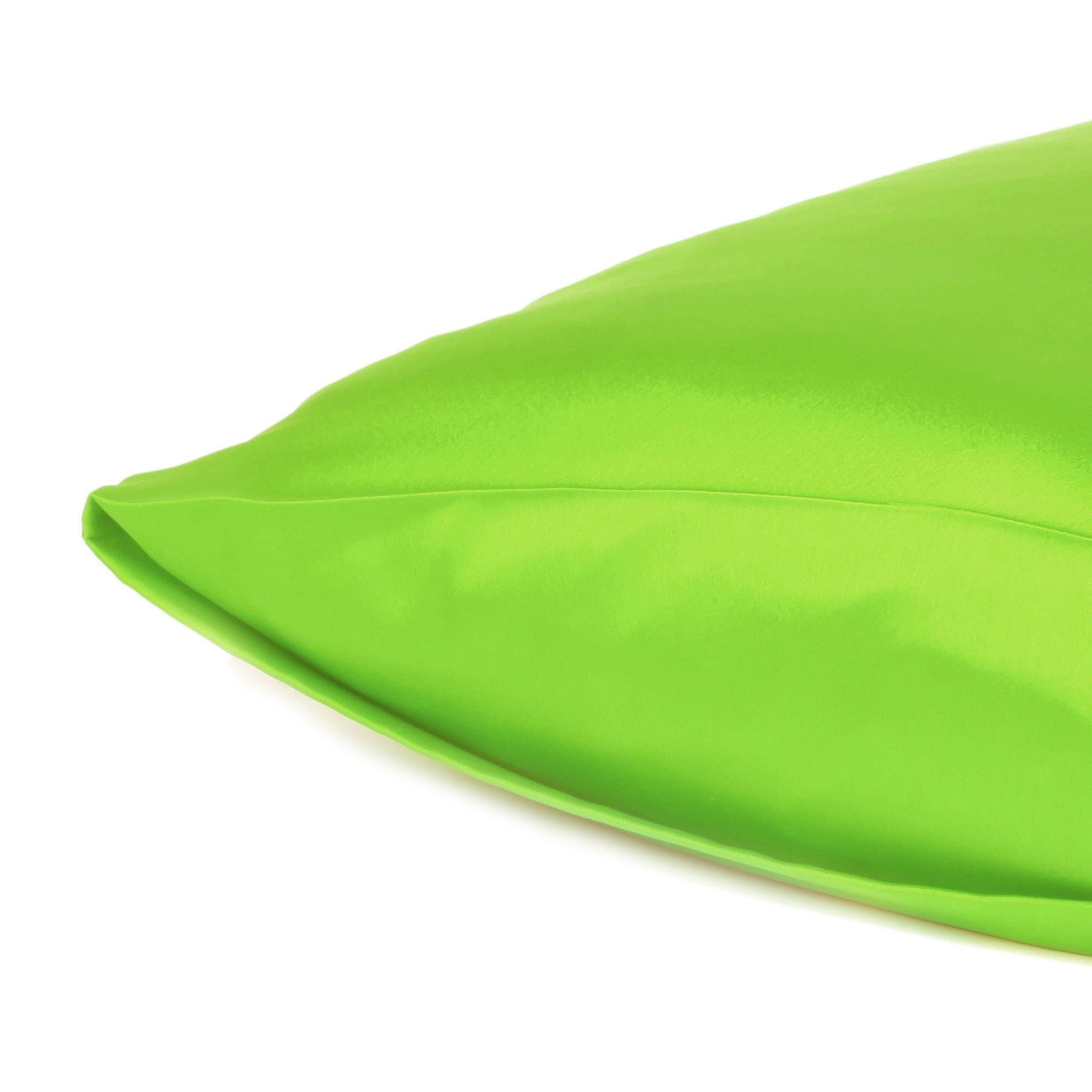 Bright Green Dreamy Set Of 2 Silky Satin King Pillowcases