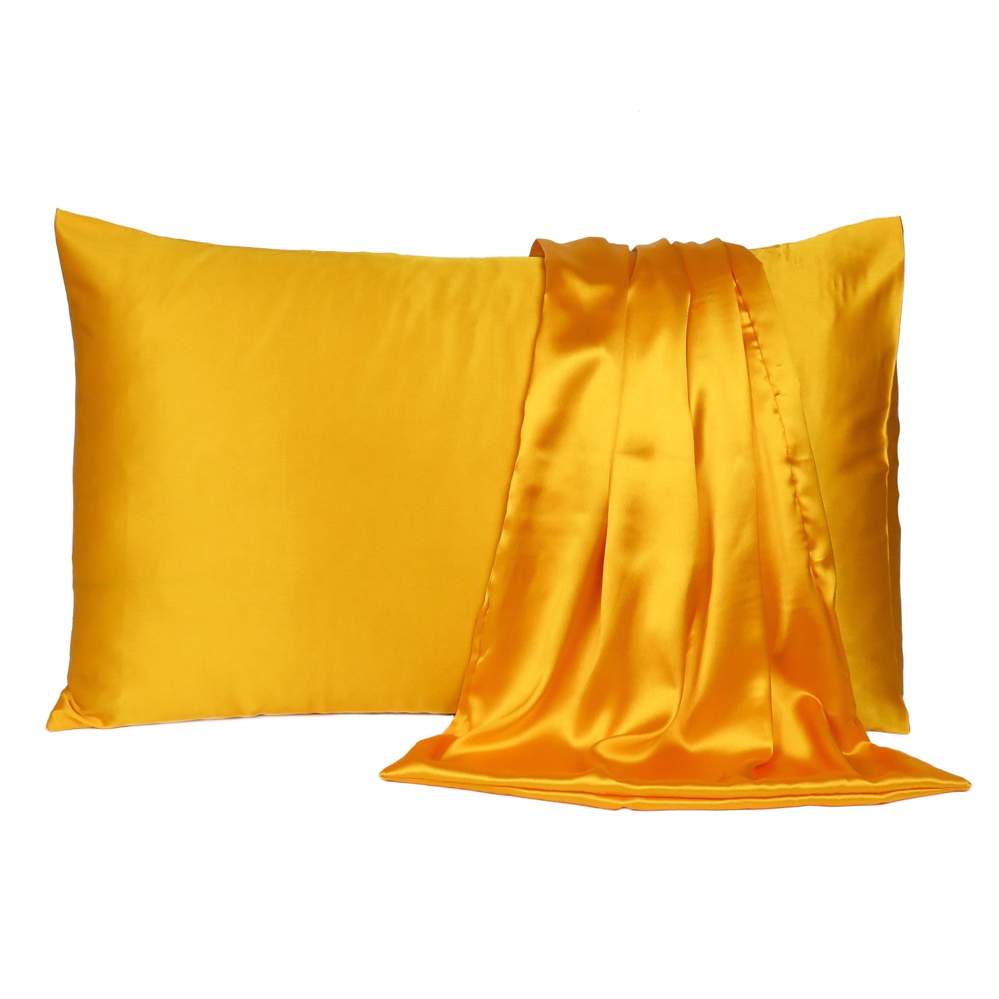 Goldenrod Dreamy Set Of 2 Silky Satin King Pillowcases