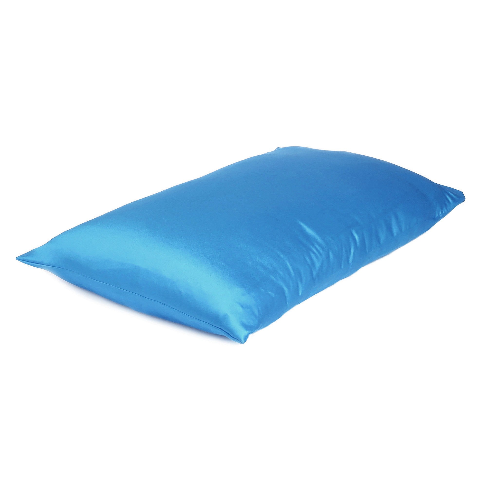 Bright Blue Dreamy Set Of 2 Silky Satin Standard Pillowcases