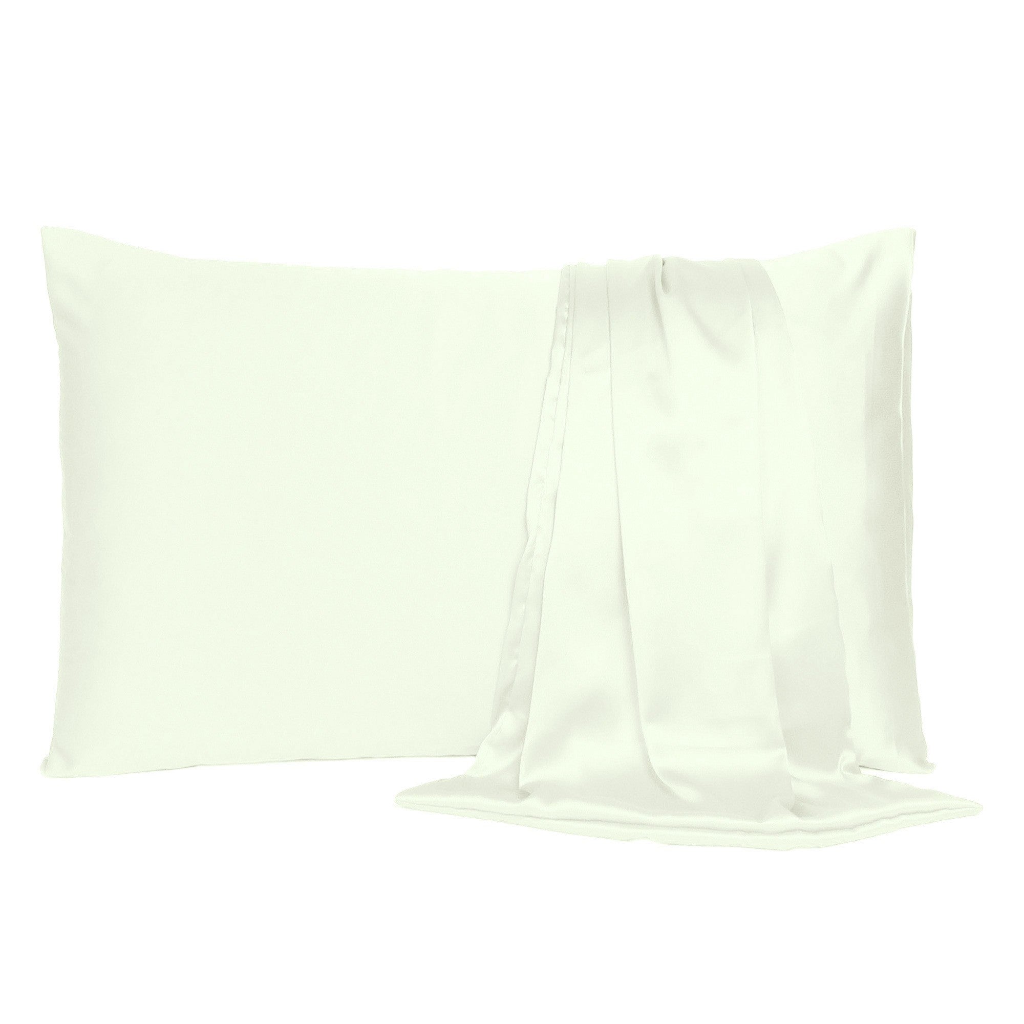 Ivory Dreamy Set Of 2 Silky Satin Standard Pillowcases