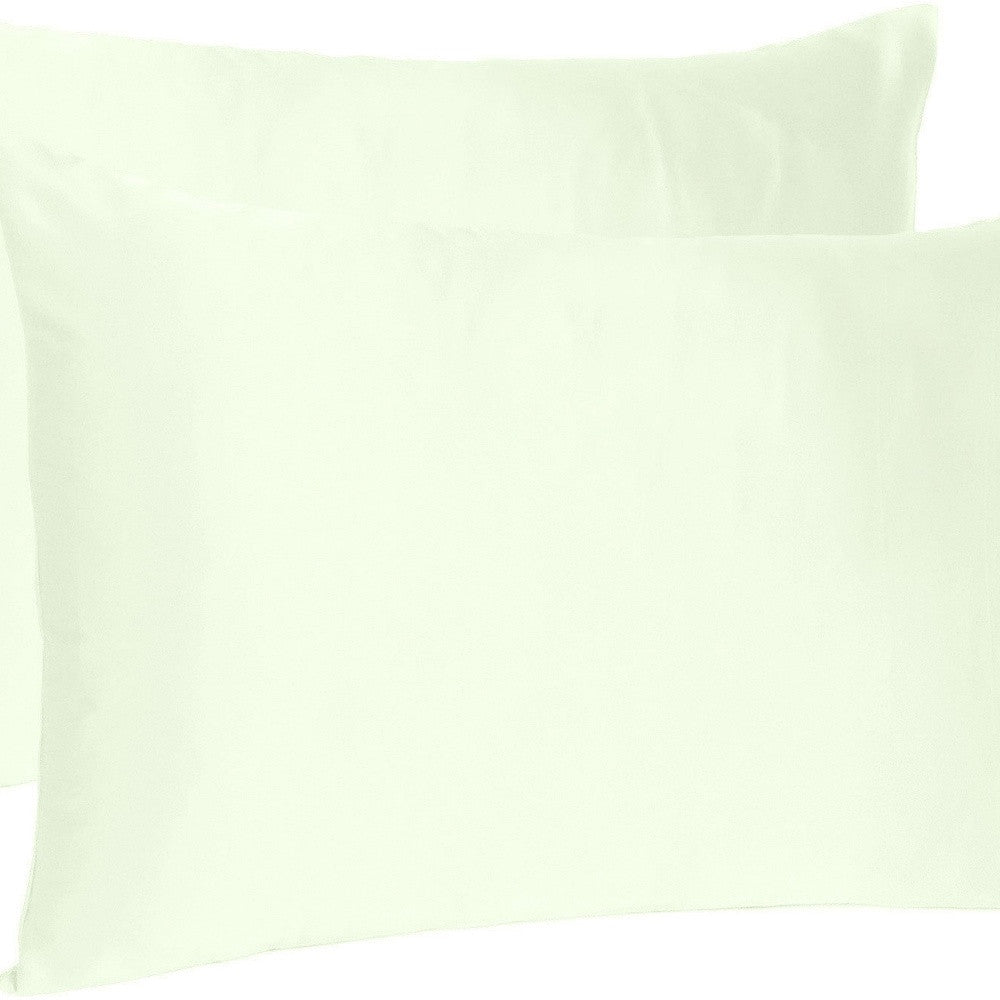 Ivory Dreamy Set Of 2 Silky Satin Standard Pillowcases