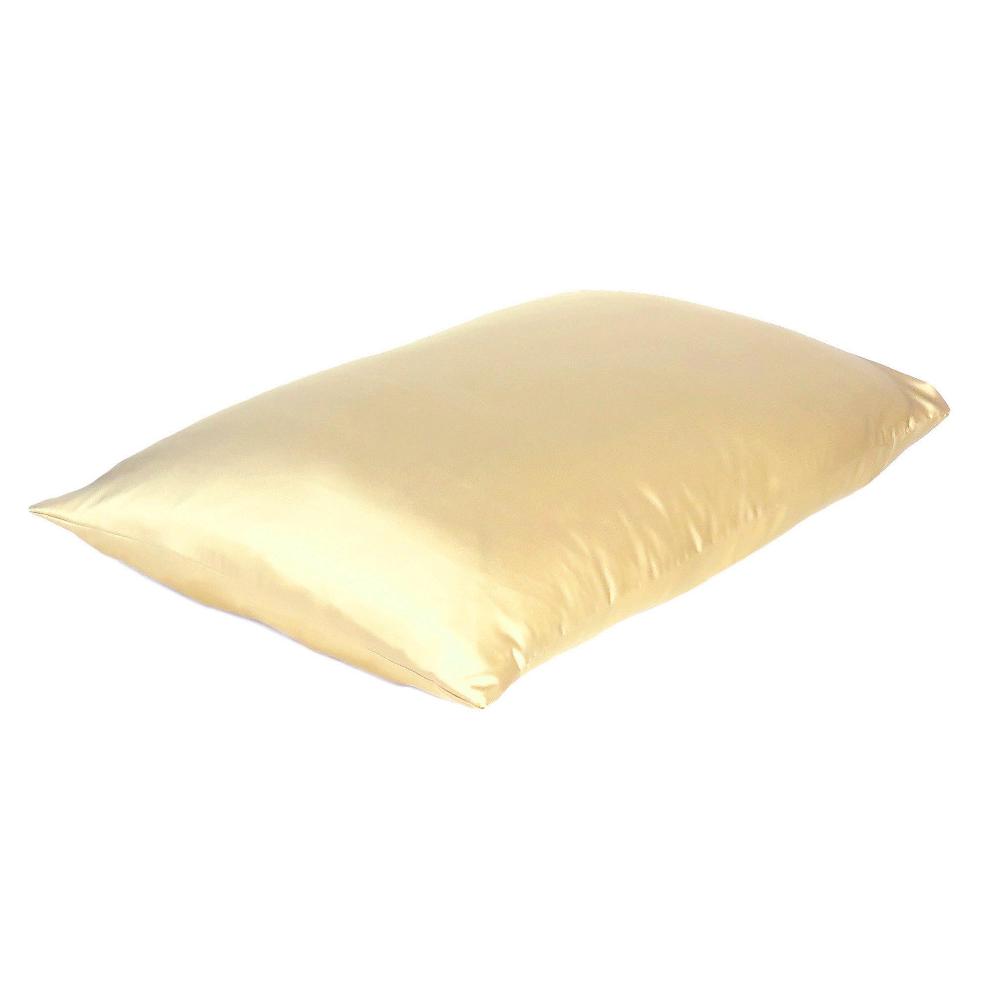 Pale Yellow Dreamy Set Of 2 Silky Satin Queen Pillowcases