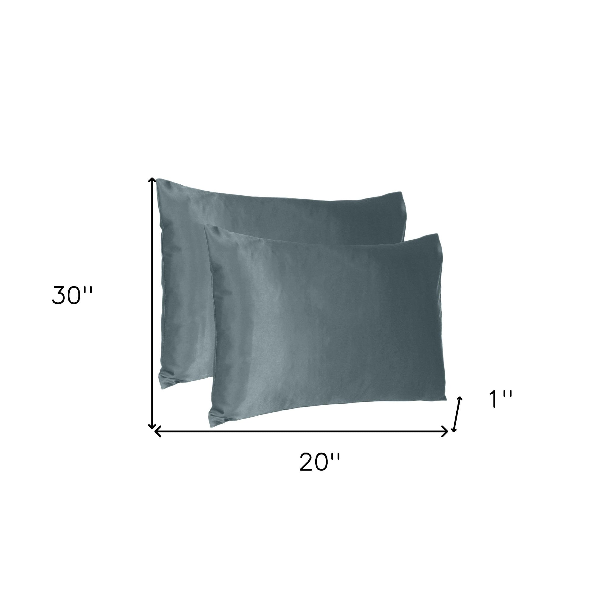 Gray Dreamy Set Of 2 Silky Satin Queen Pillowcases