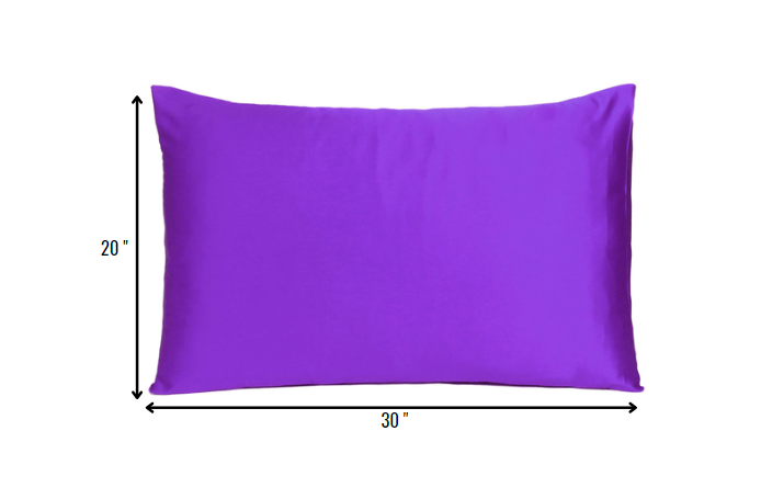 Bright Purple Dreamy Set Of 2 Silky Satin Queen Pillowcases