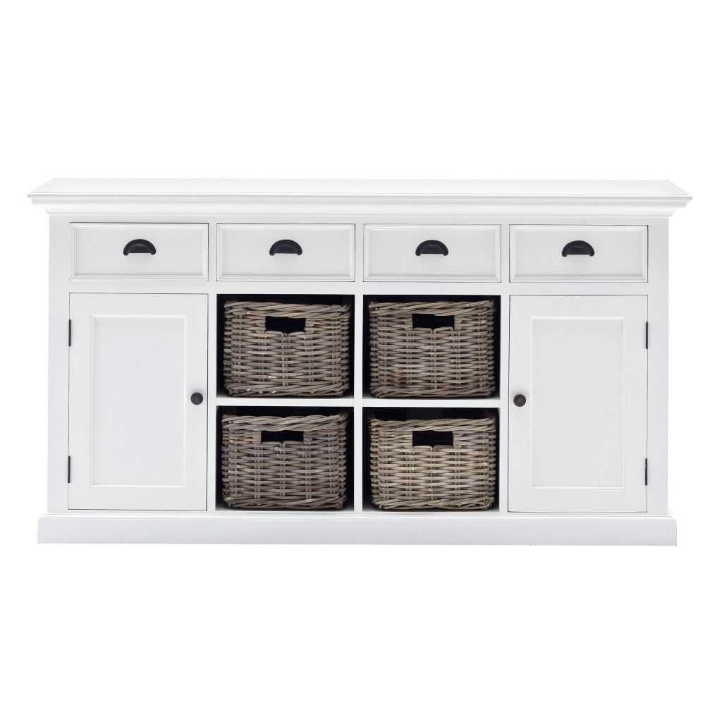 Modern Farmhouse White Buffet With Baskets