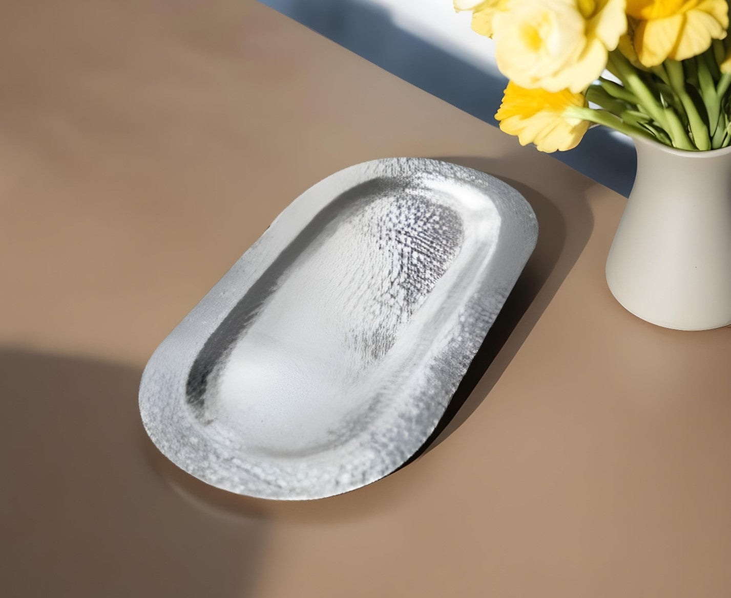 Capsule Shaped Hammered Tray