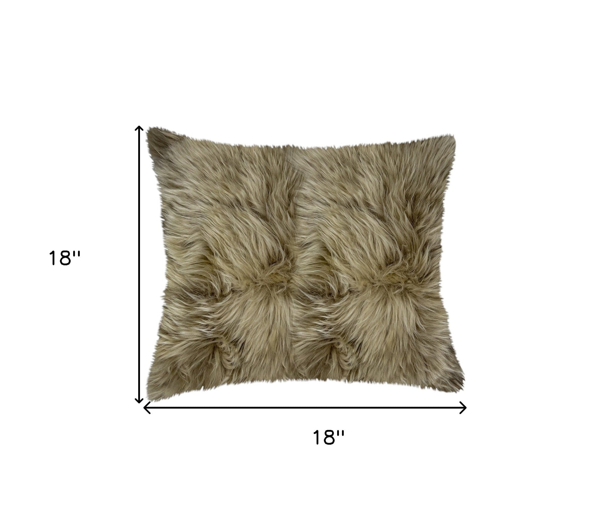 Set of Two Taupe Sheepskin Throw Pillow