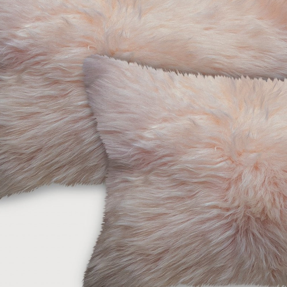 Set of Two 12" X 20" Blush Cowhide Throw Pillow