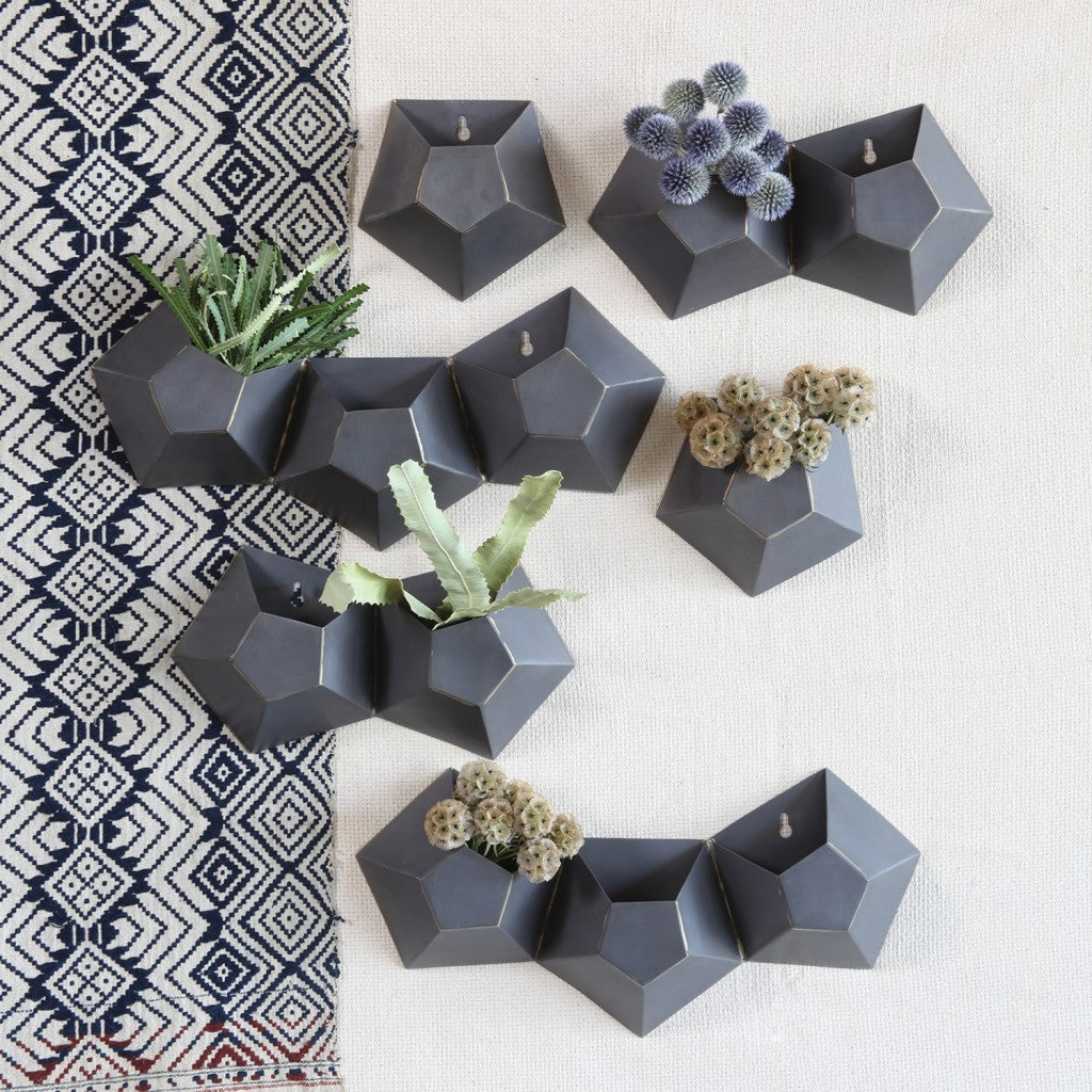 Double Pentagonal Iron Wall Vase