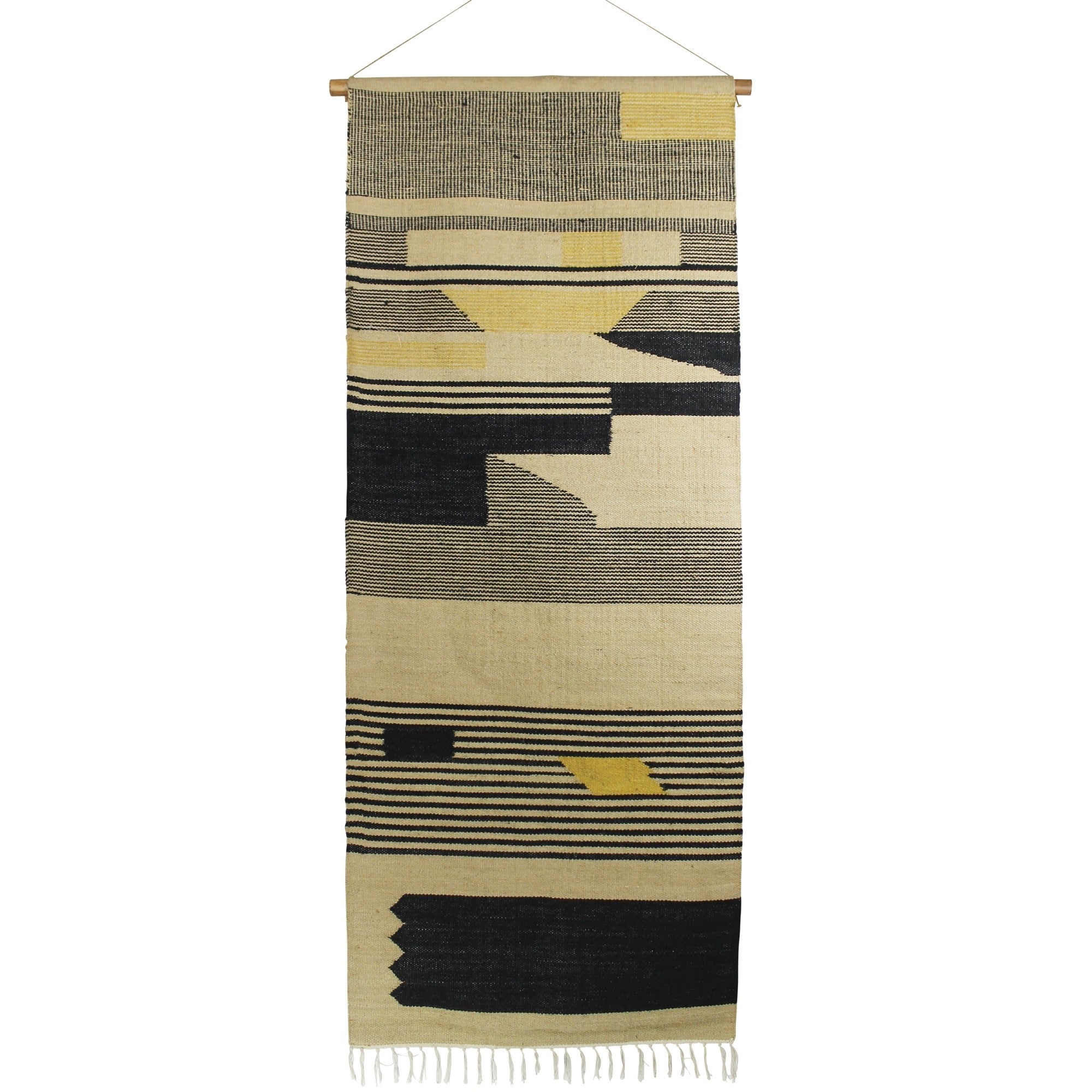 Black And Beige Angular Patterns Wall Hanging