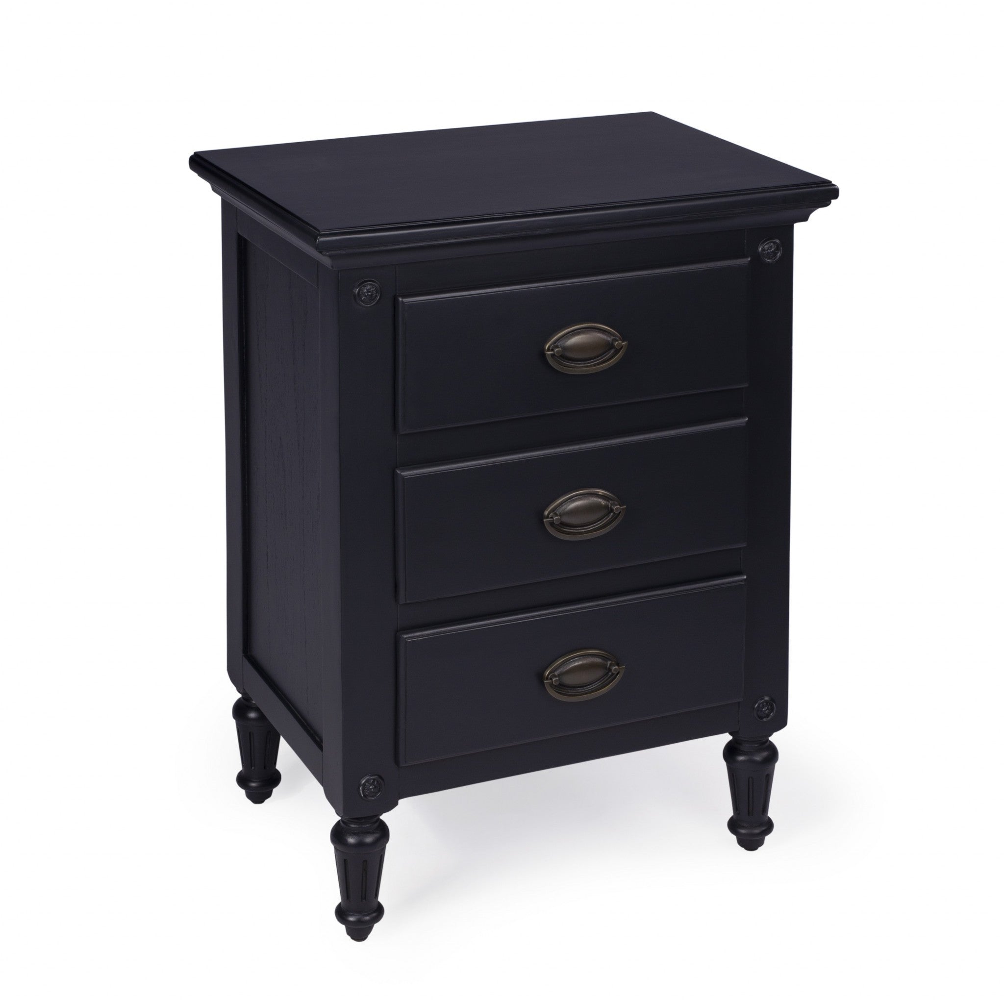 Classic Black 3 Drawer Nightstand