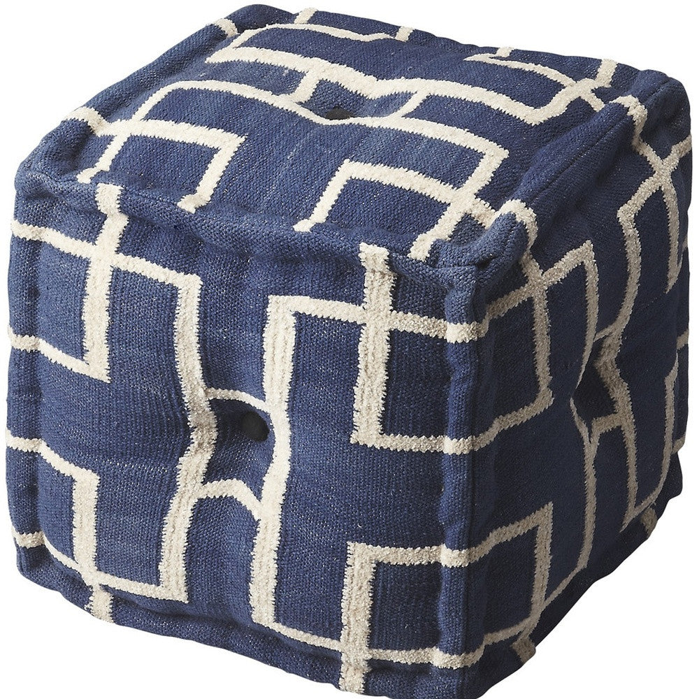 16" Blue Pouf Ottoman