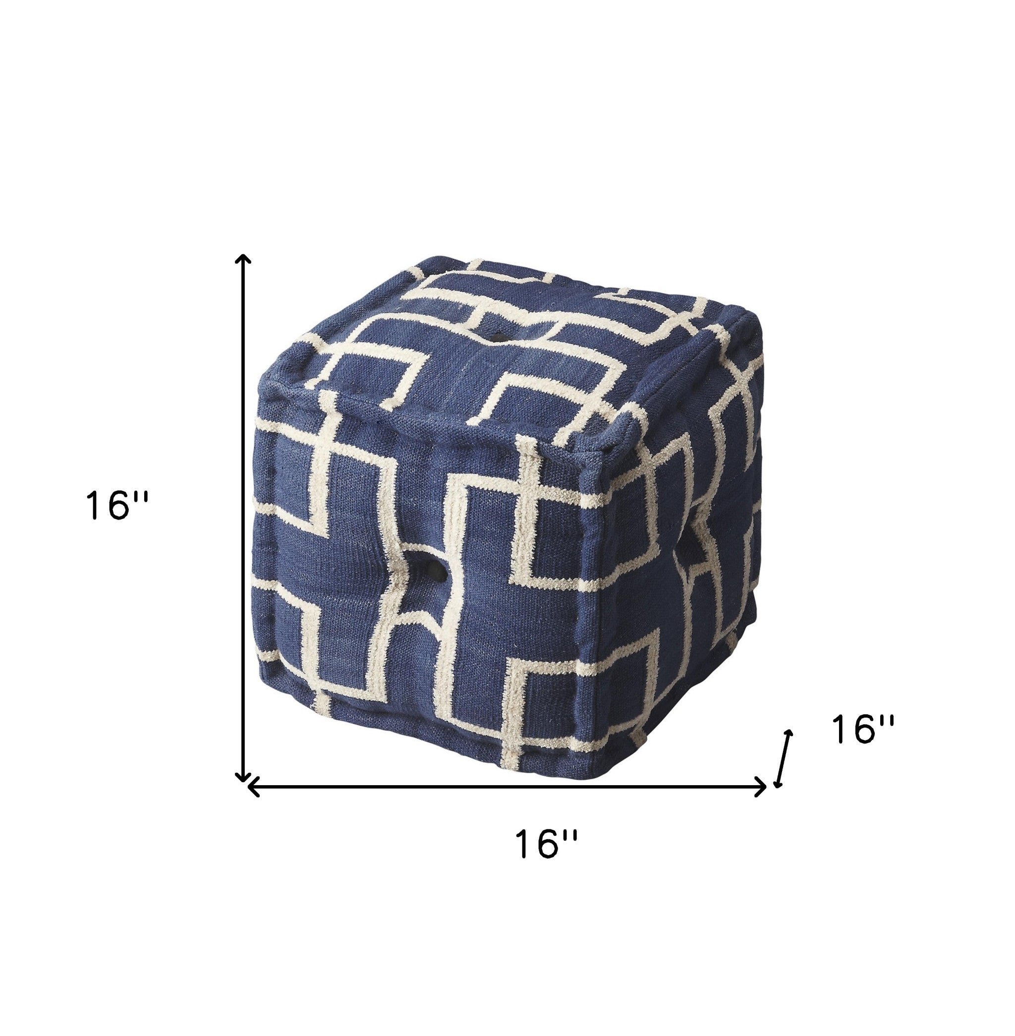 16" Blue Pouf Ottoman