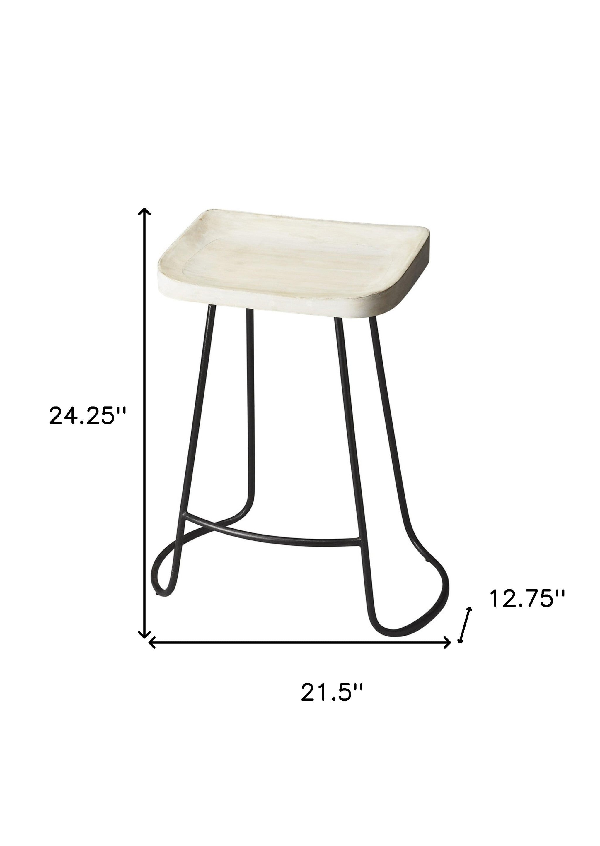 21" Off White And Black Manufactured Wood And Iron Backless Counter Height Bar Chair