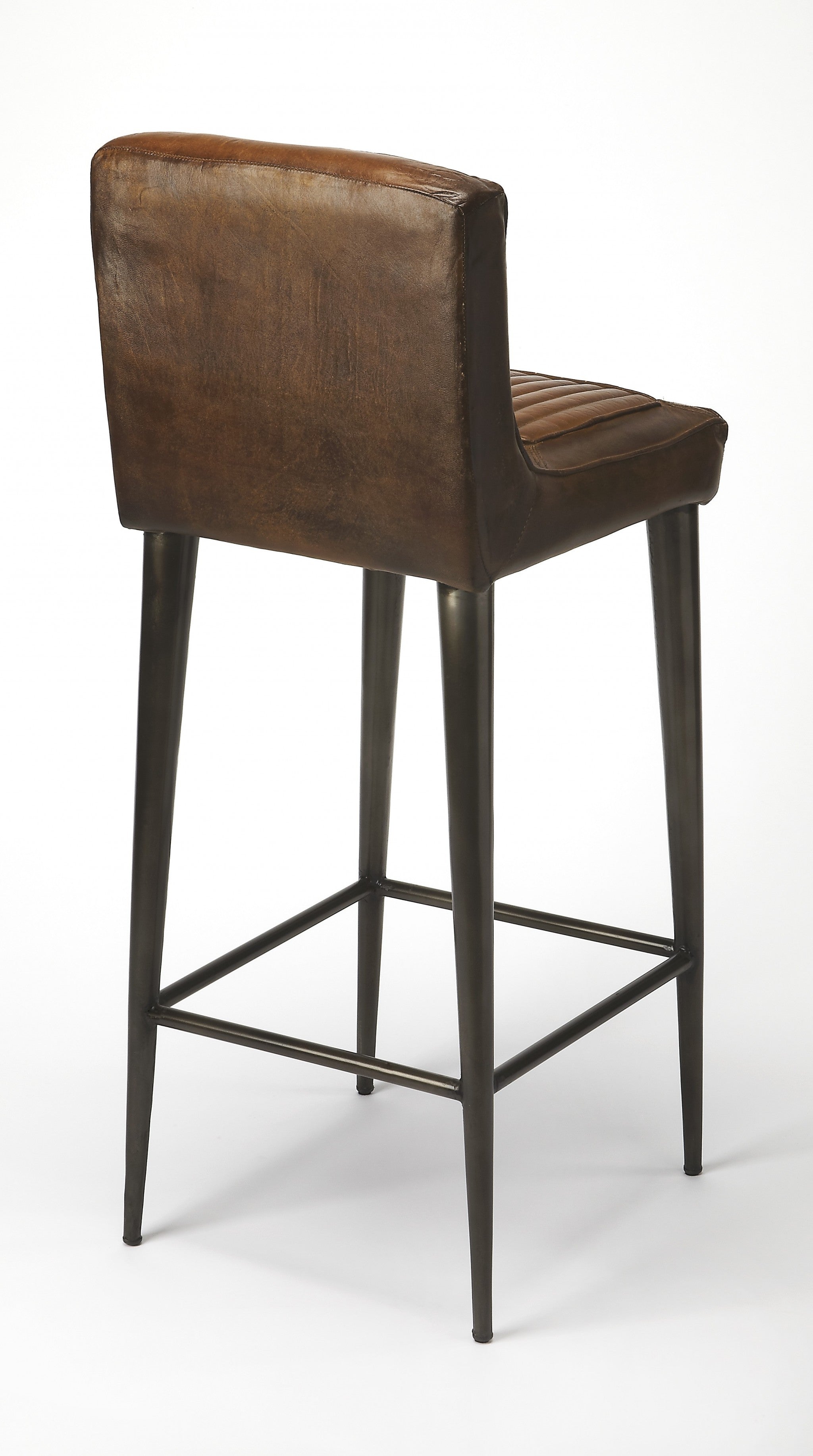 32" Brown And Black Iron Bar Chair