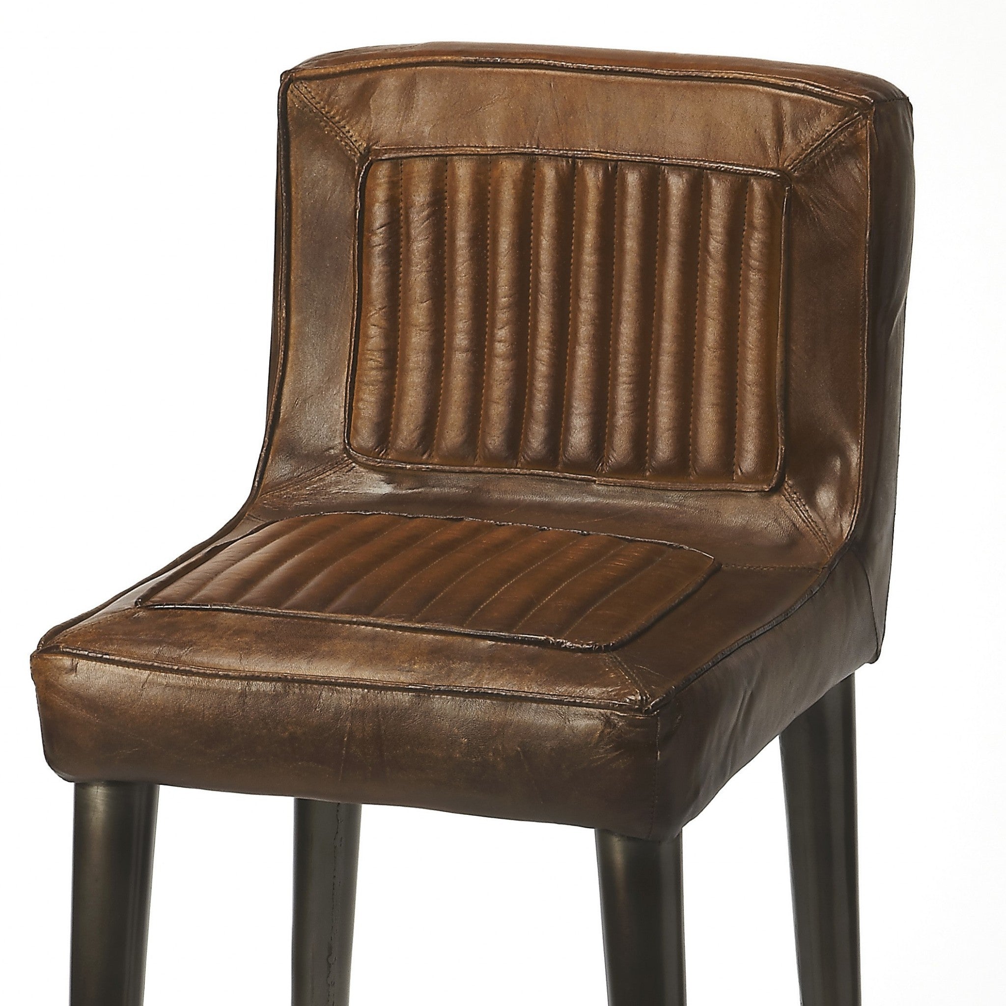 32" Brown And Black Iron Bar Chair